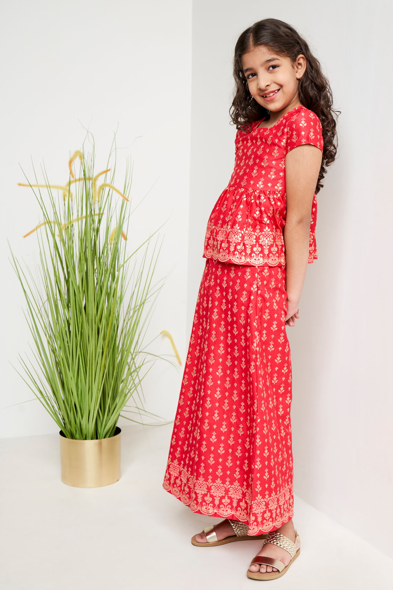 Hot Pink Ethnic Motifs Smocking Set, Hot Pink, image 1
