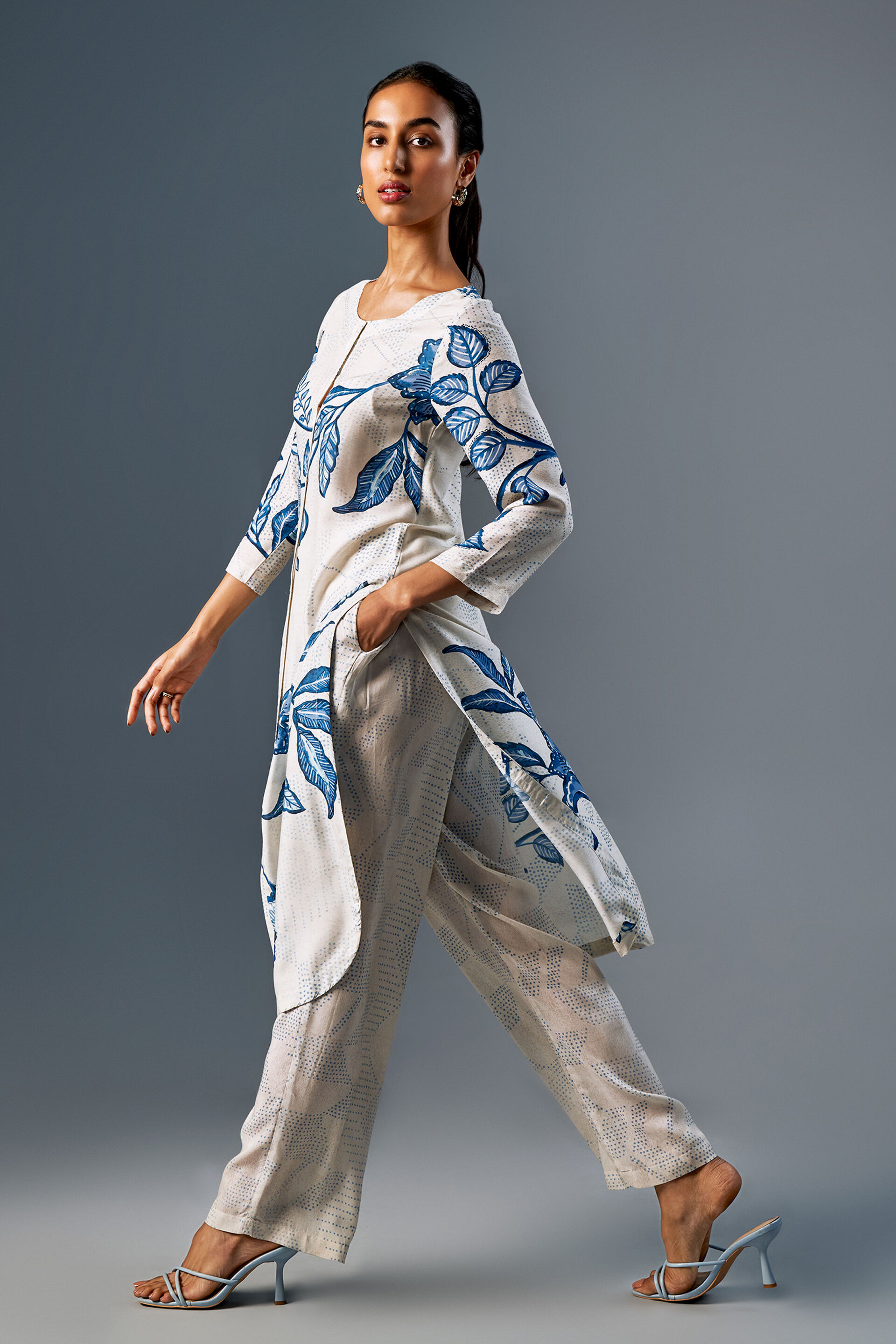 Bahara White Kurta Set, Off White, image 2