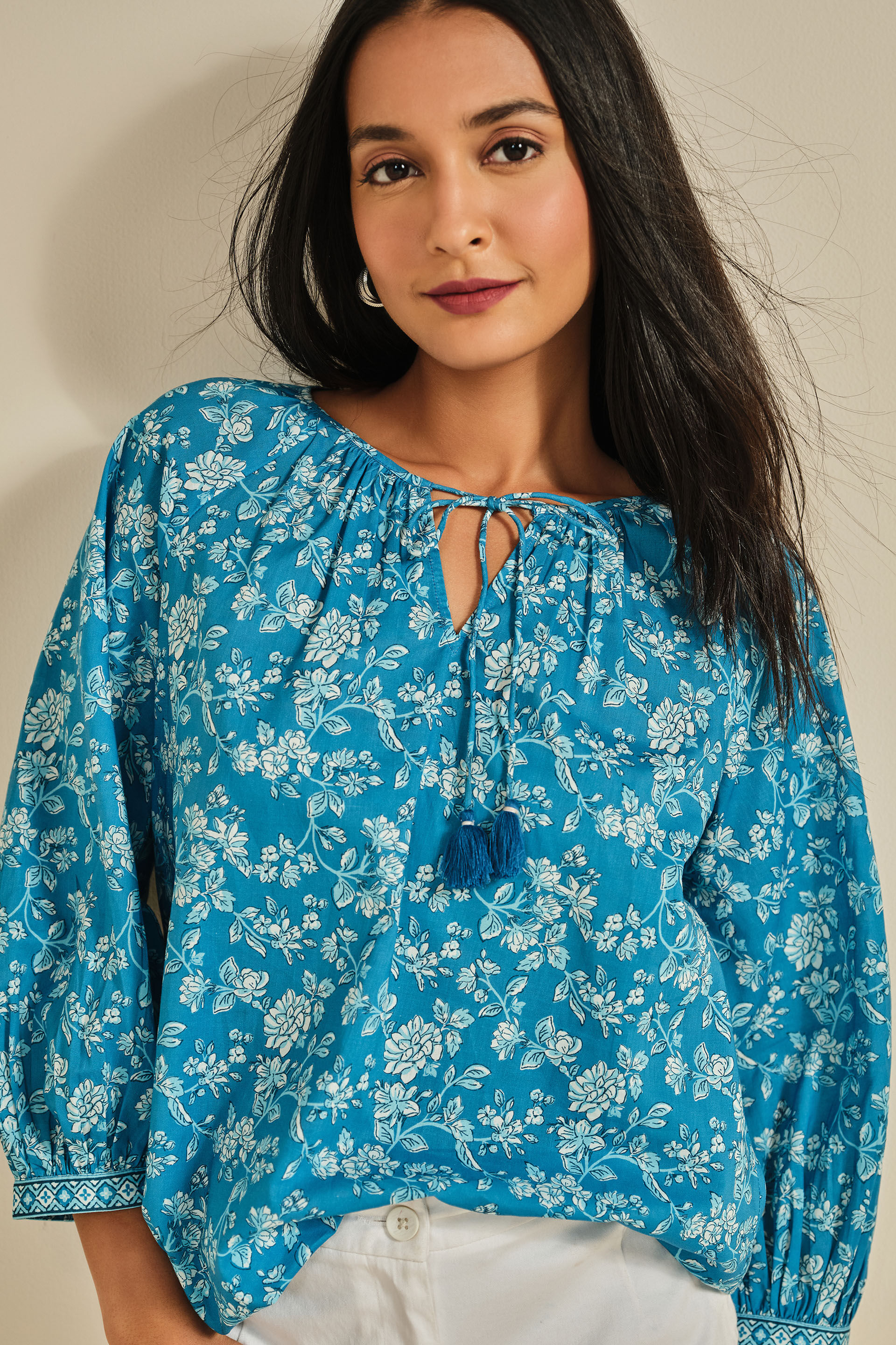 Phool Garden Top, Blue, image 3