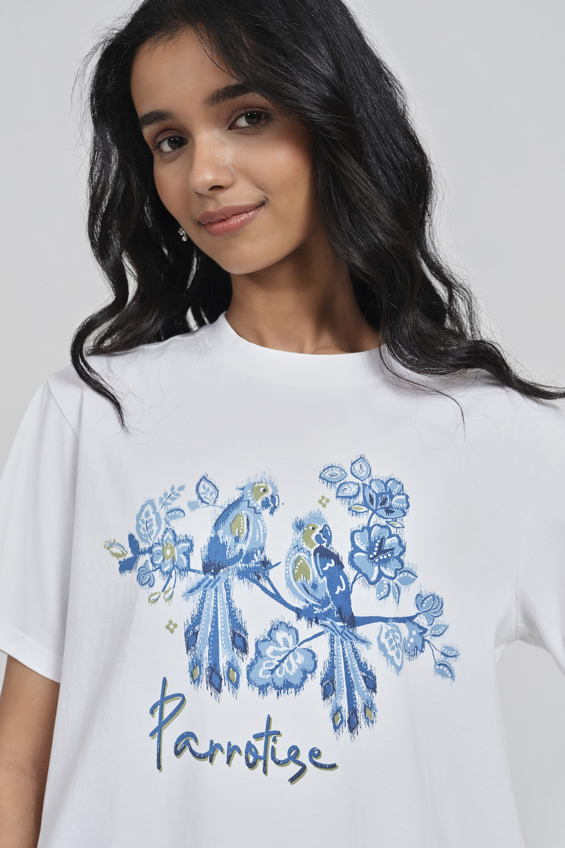 Tropical Paradise Cotton T-shirt, White, image 3