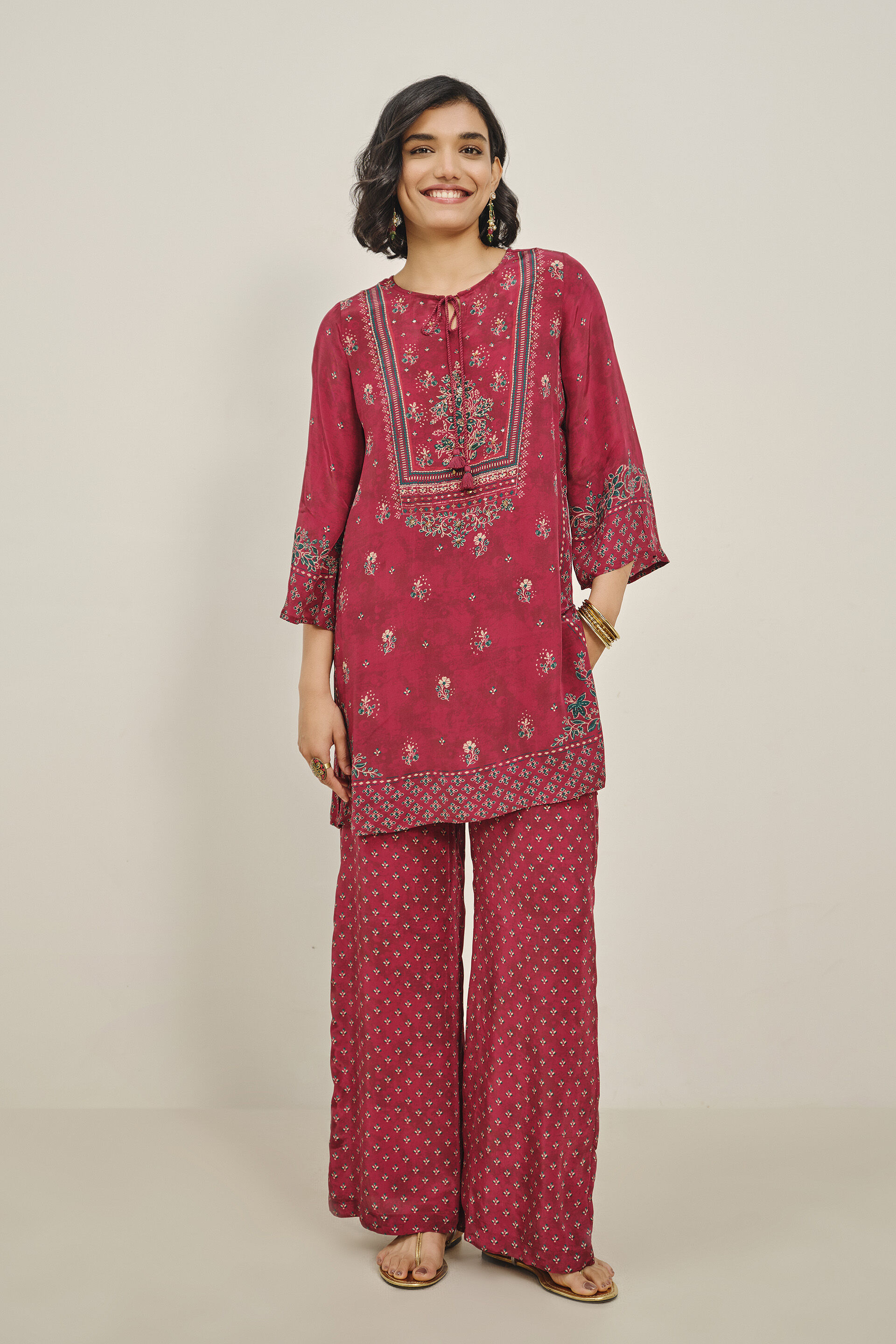 Wine Mauj Kurta Set, Wine, image 2
