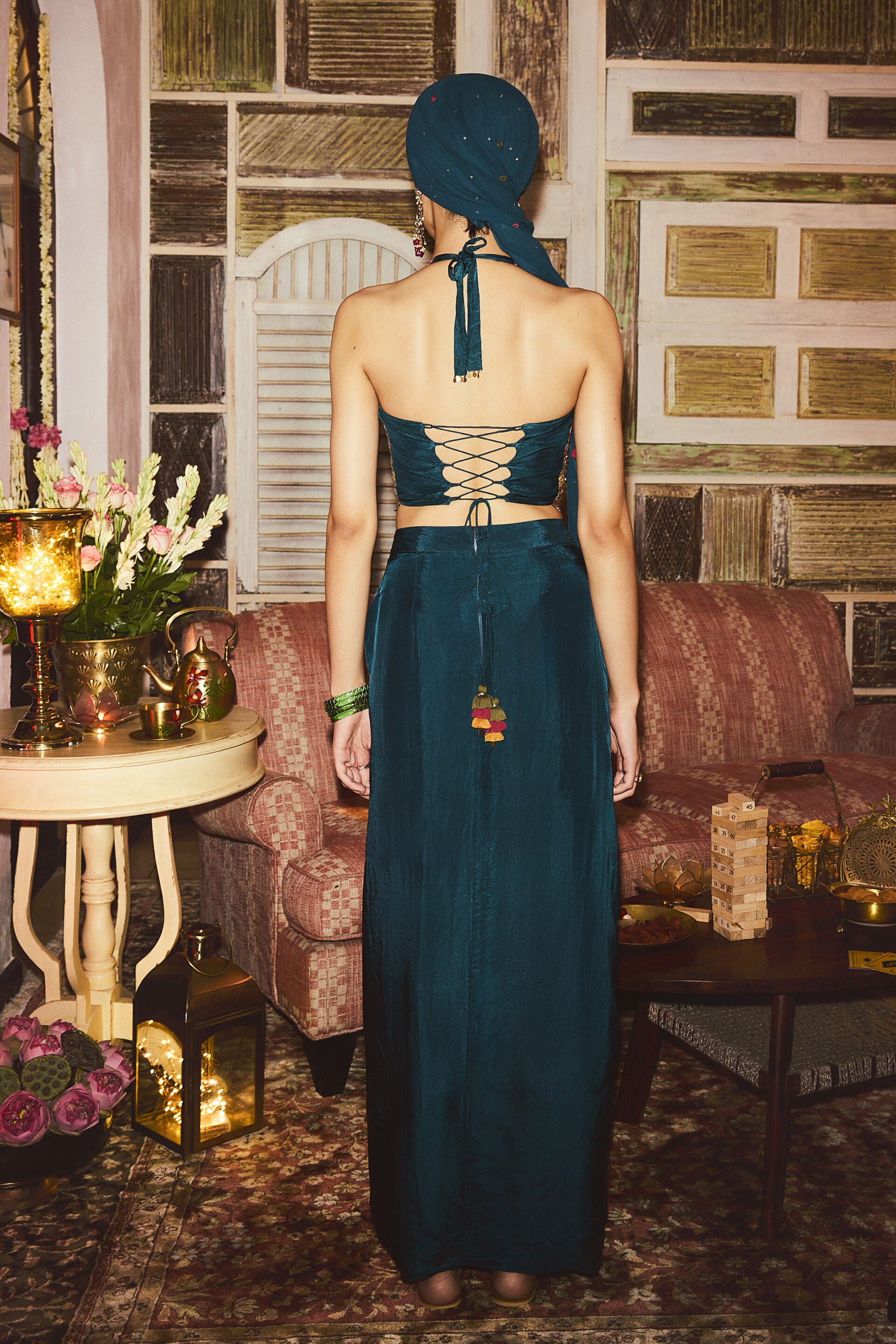 Ambara Skirt Set, Teal, image 3