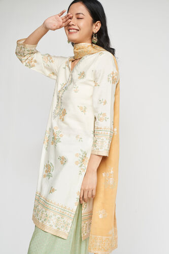 Off White Ethnic Motifs Straight Suit, Off White, image 3