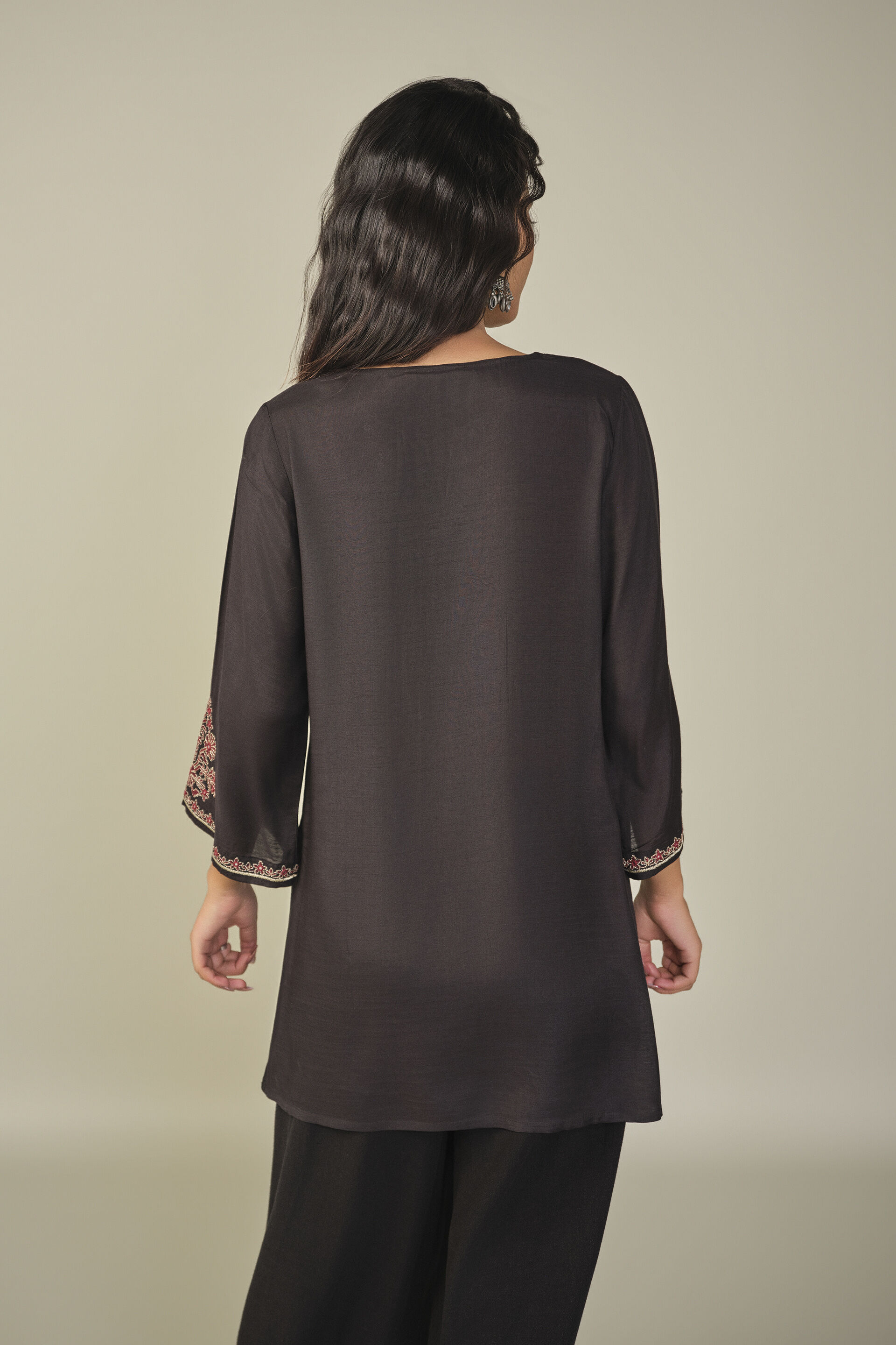 Embroidered Tunic in Black, Black, image 5