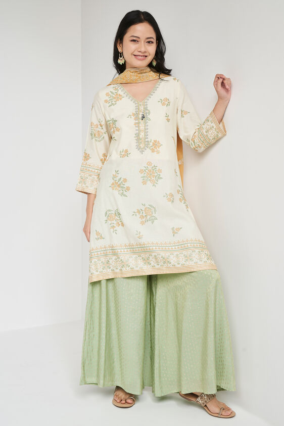 Off White Ethnic Motifs Straight Suit, Off White, image 5