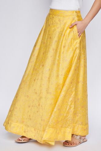 3 - Mustard Ethnic Motifs Flared Skirt, image 4
