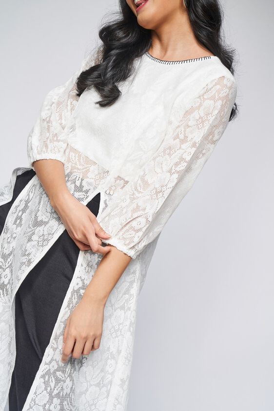 5 - White Solid A-Line Kurta, image 5