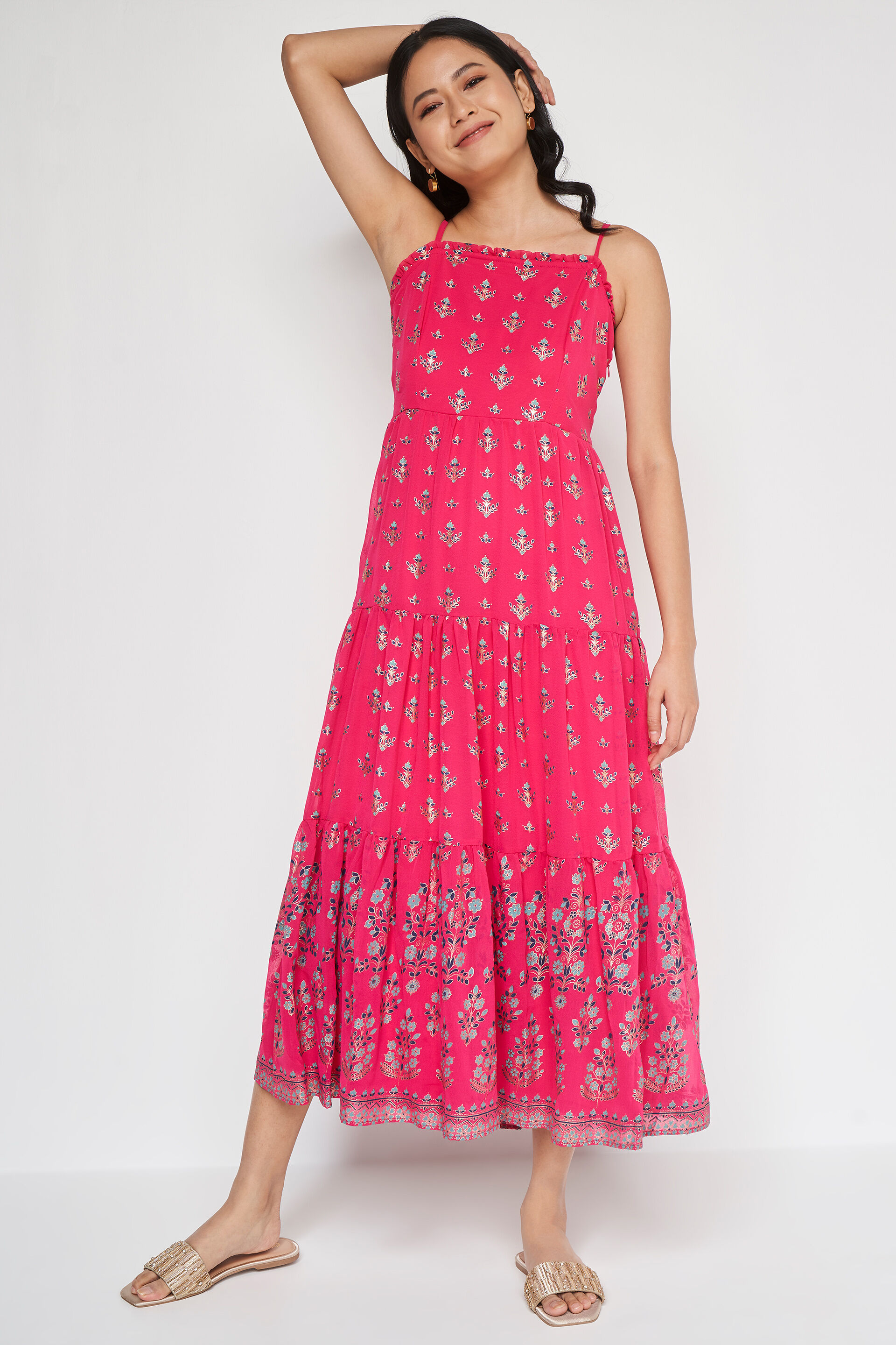 Global desi pink maxi dress top