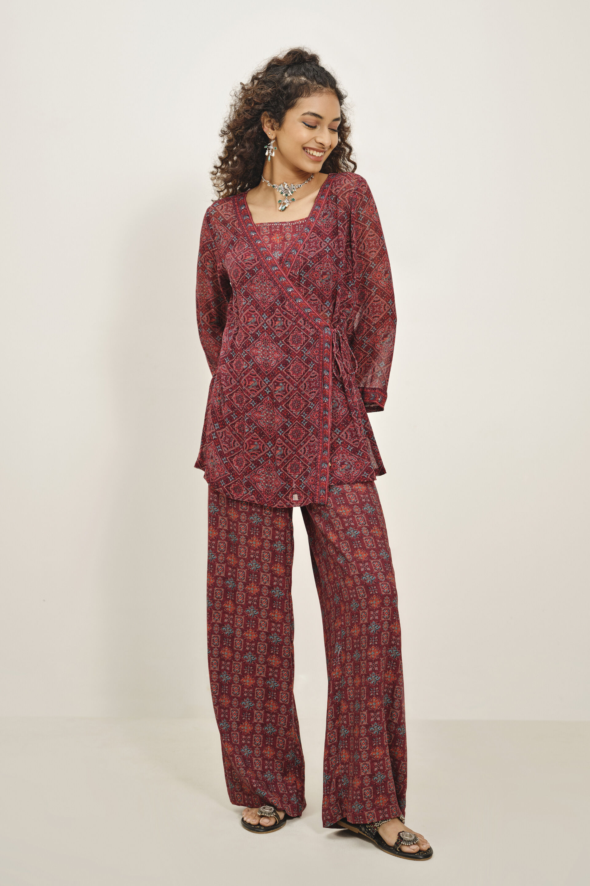 Burgundy Pyaar Co-ord Set, Burgundy, image 2