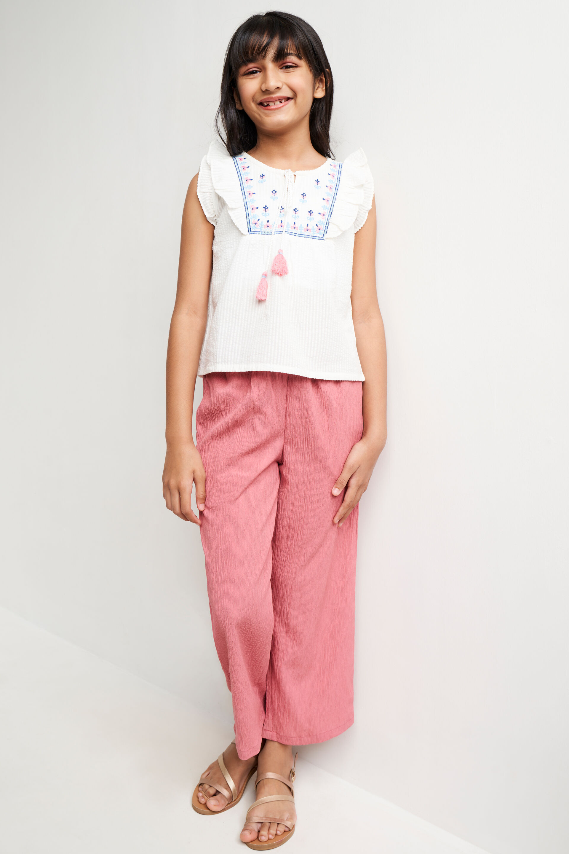 White Embroidered Solid Top, White, image 2