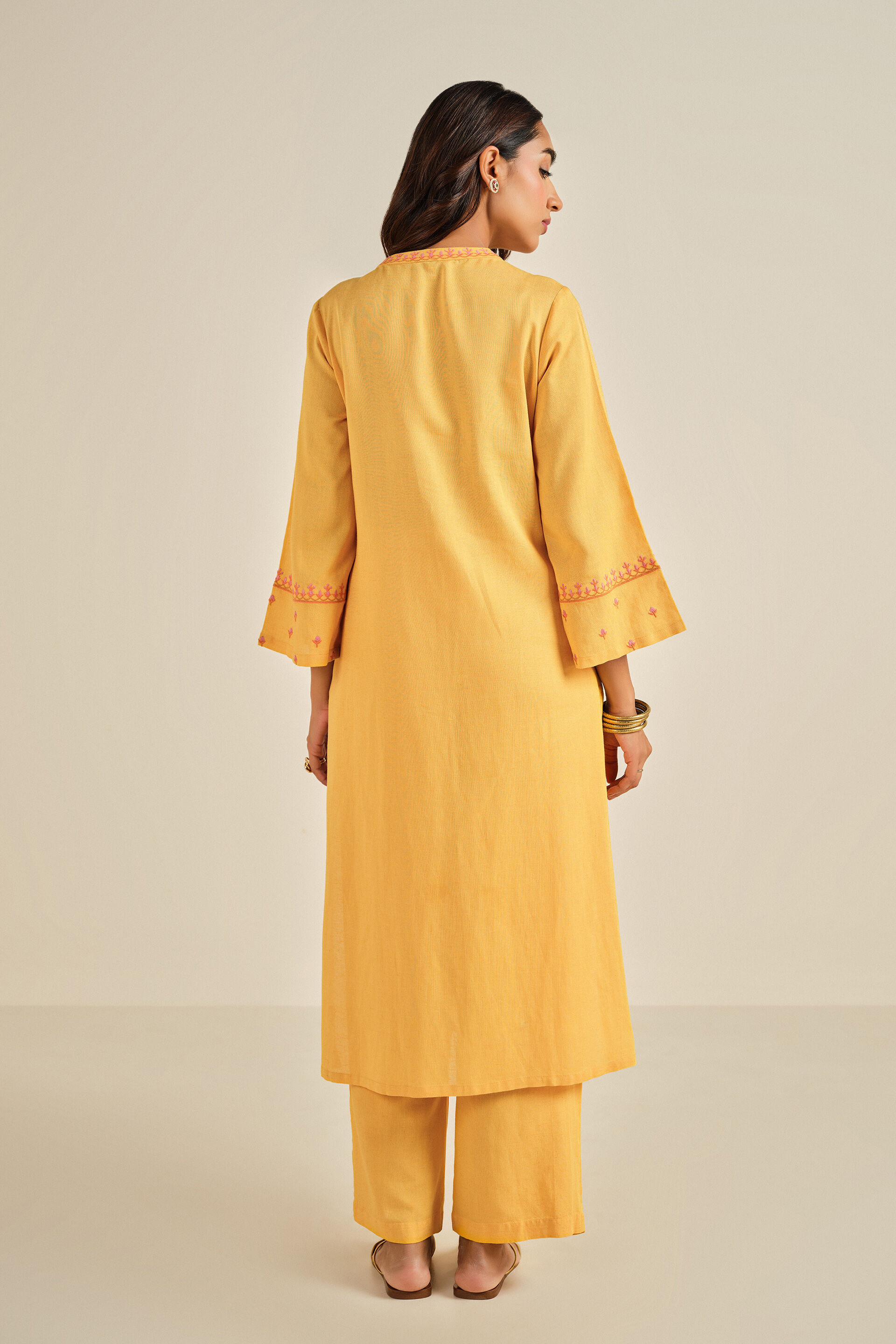 Kesar Fields Kurta Set, Mustard, image 6