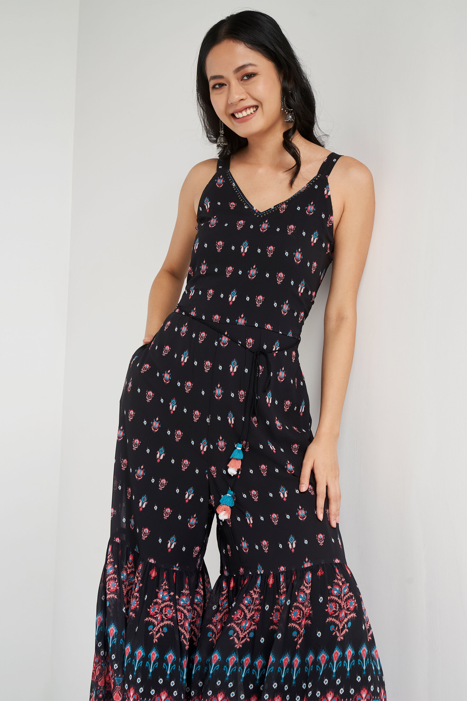 Buy Global Desi Red Casual Jumpsuits online