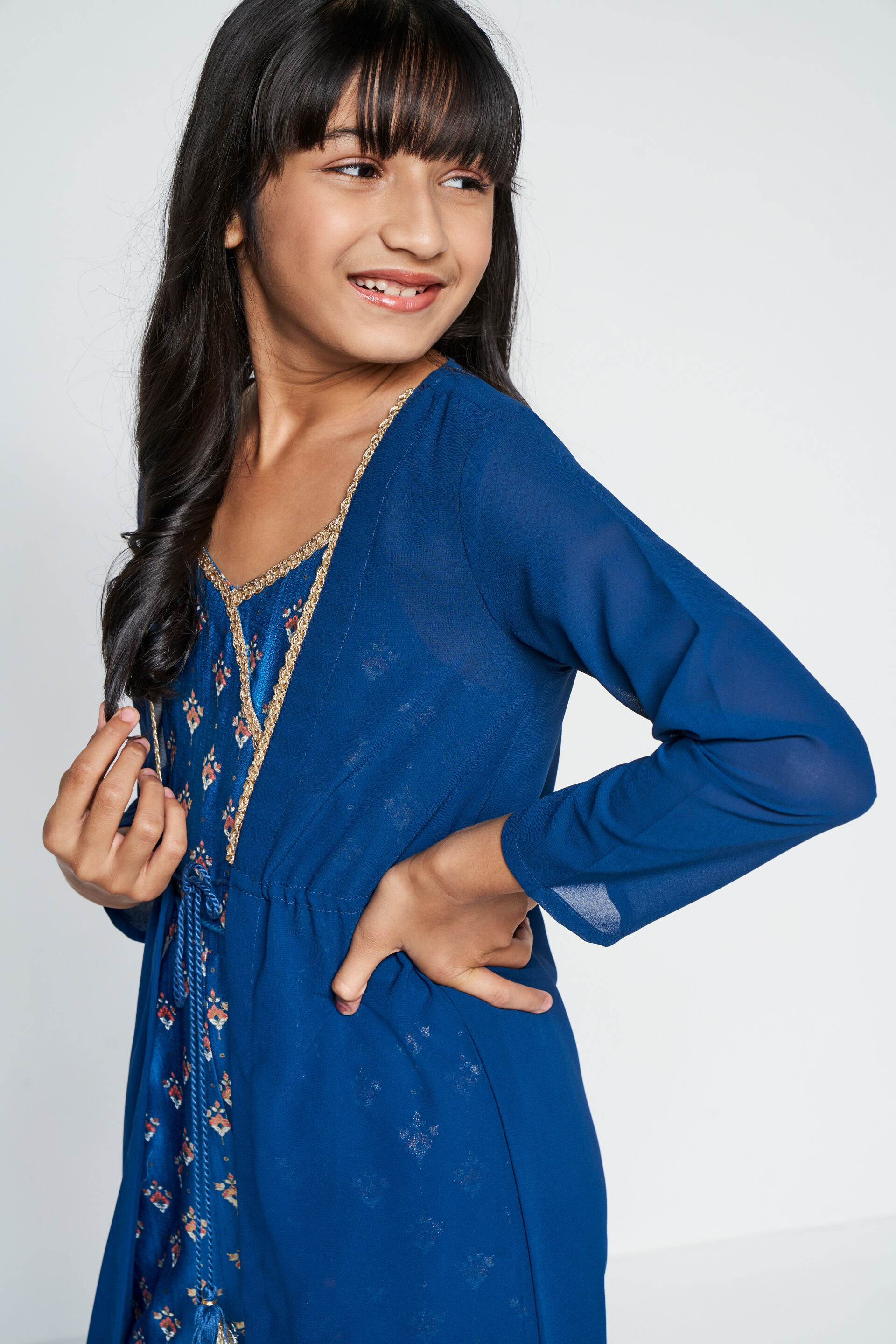 Teal Embellished Solid Shrug, Teal, image 3