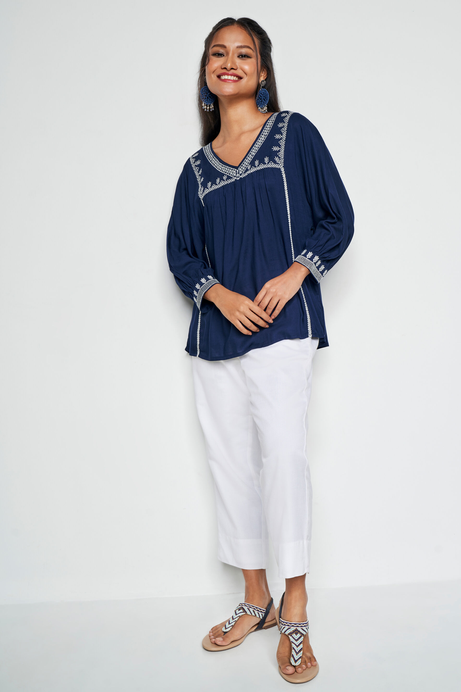 Twilight Waters Blouson Top, Blue, image 4