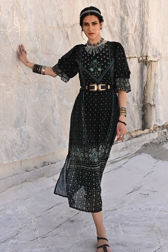 2 - Black Floral Straight Gown, image 2