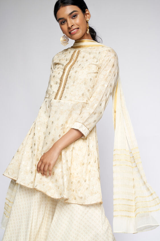 5 - Beige Lace Fit and Flare Suit, image 5