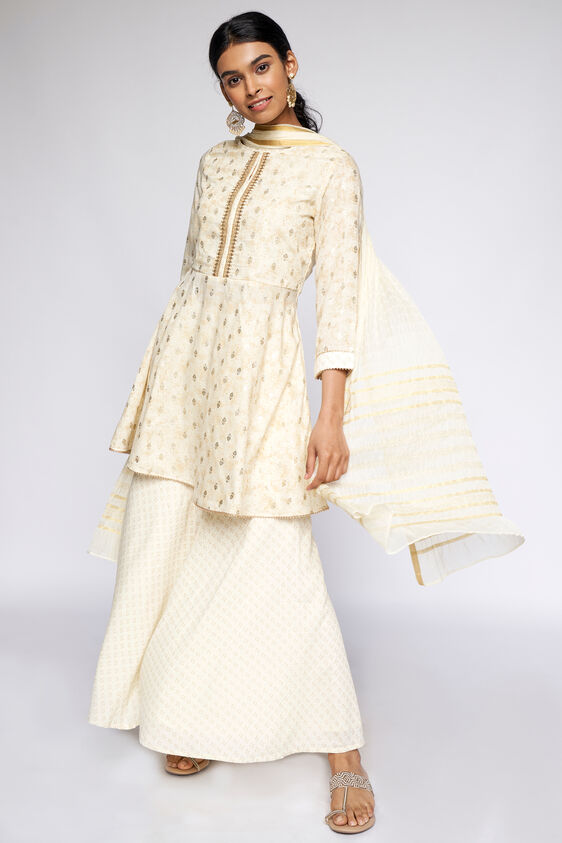 1 - Beige Lace Fit and Flare Suit, image 1