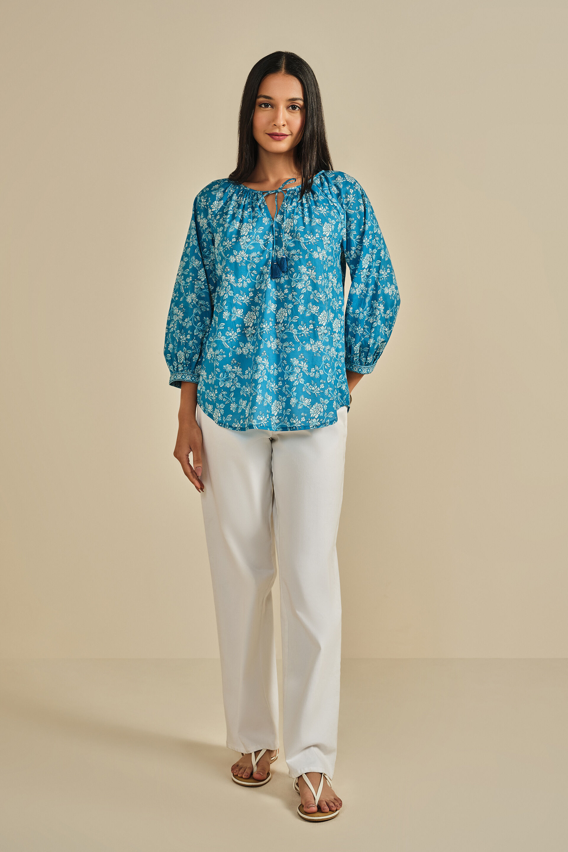 Phool Garden Top, Blue, image 2