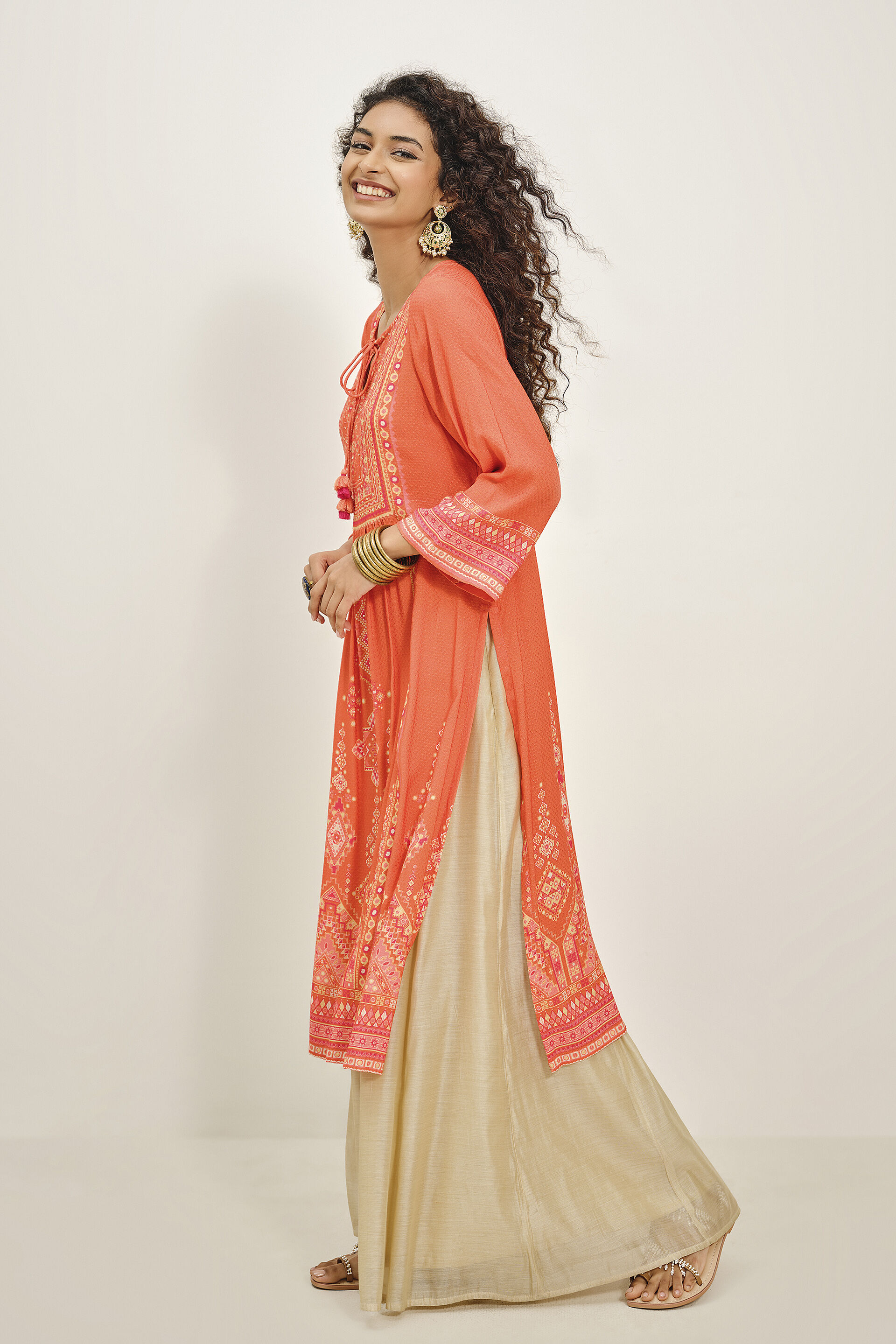 Dhalta Suraj Kurta, Orange, image 4