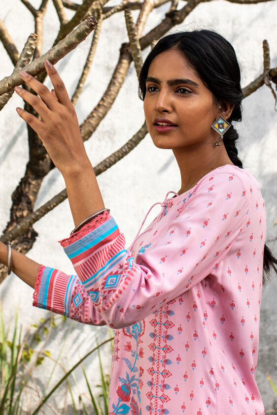 Pink Floral Kurta, Pink, image 2