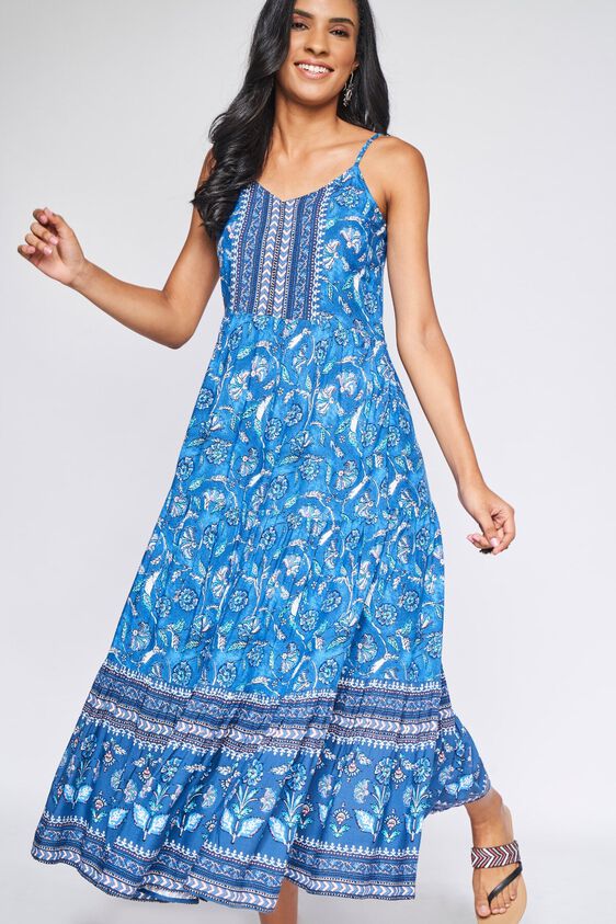 3 - Indigo Floral Fit & Flare Gown, image 3