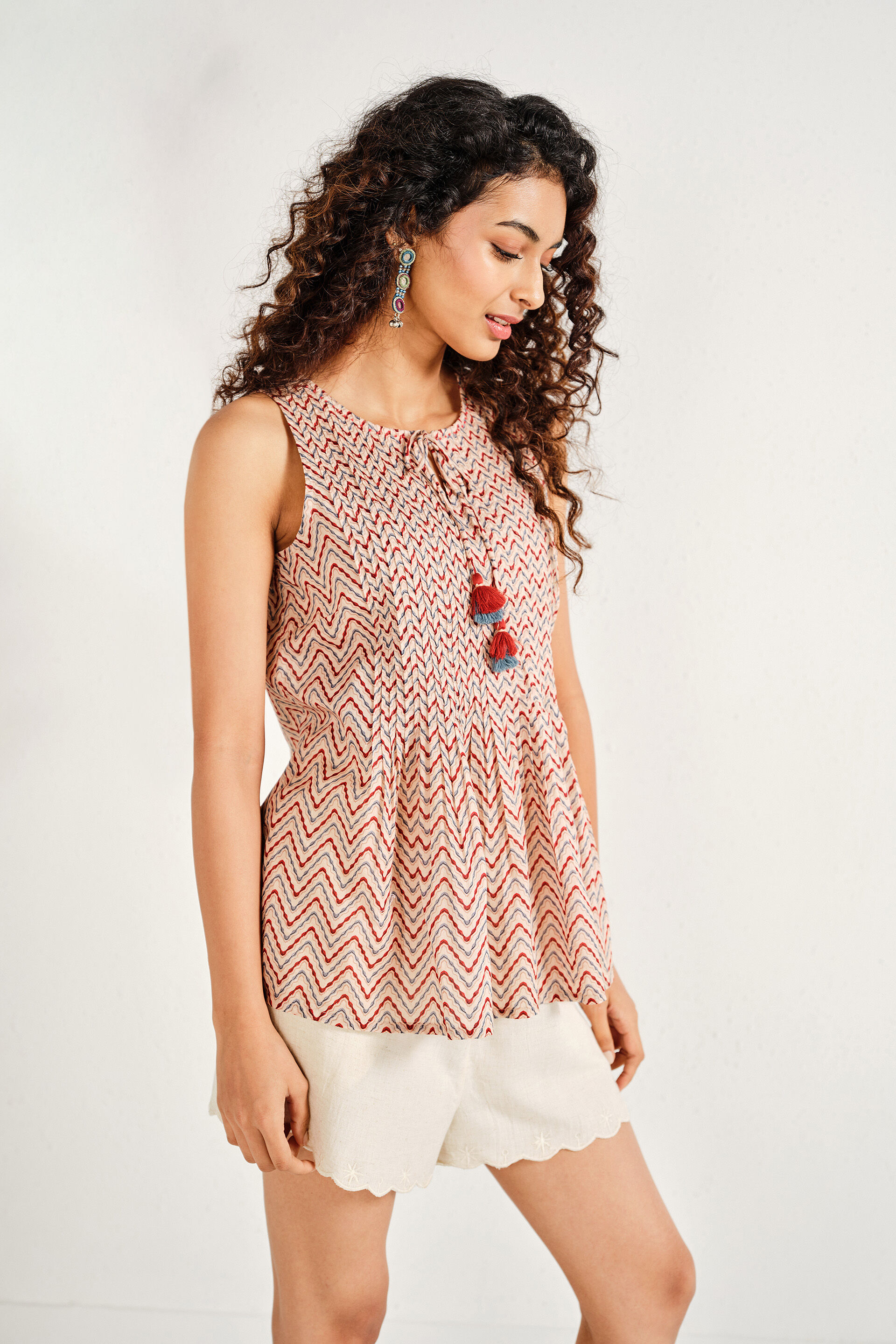 Bansi Beige Cotton Top, Beige, image 4