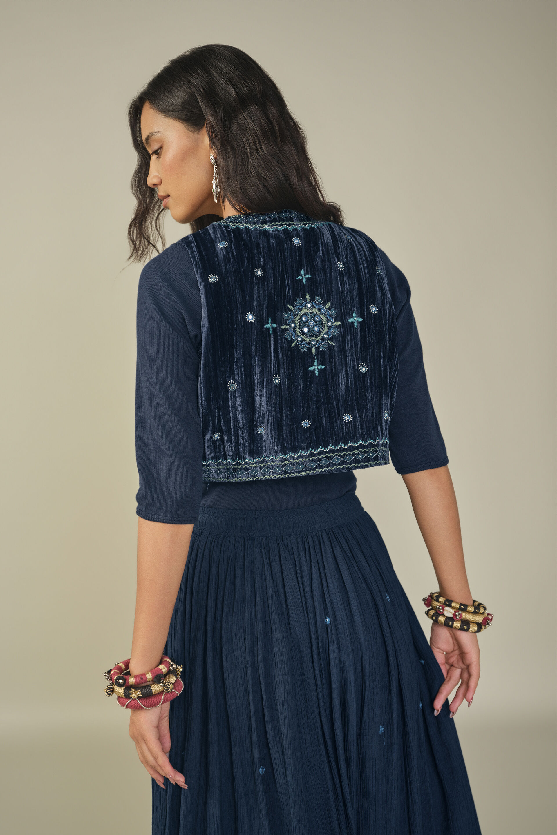 Embroidered Waistcoat in Indigo, Indigo, image 4