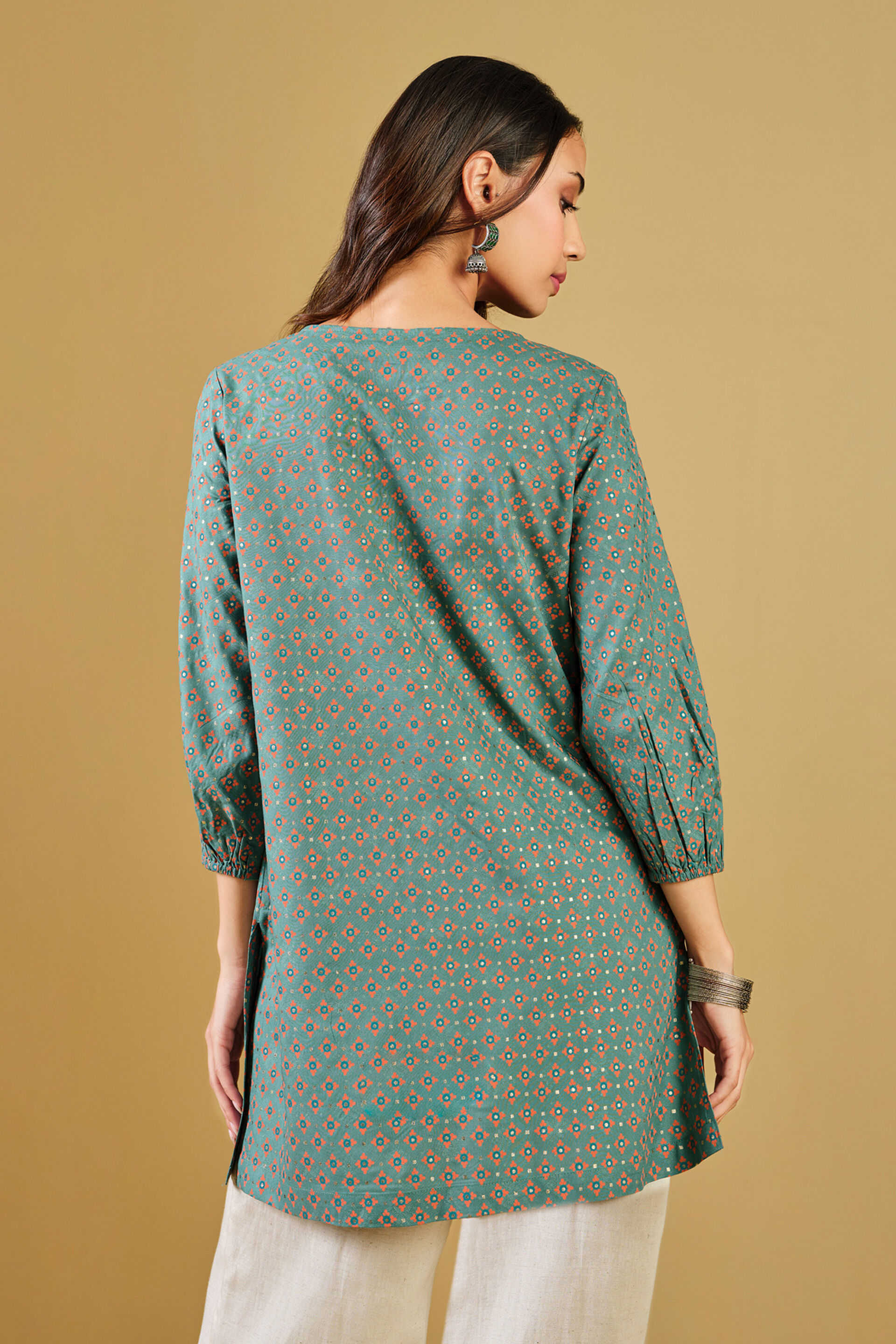 Green Floral Viscose Tunic, Green, image 6