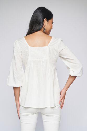6 - White Solid Fit & Flare Top, image 6