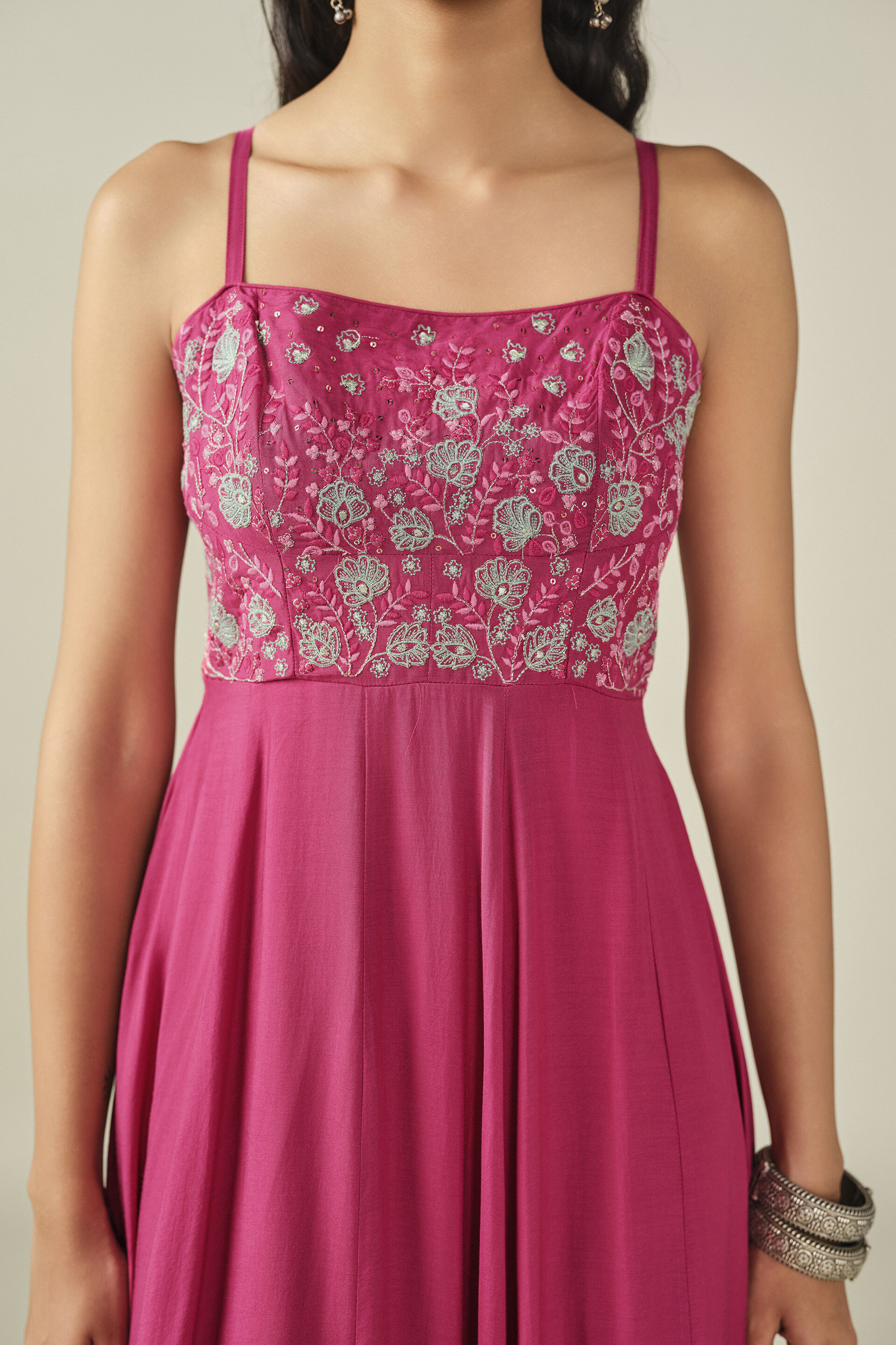 Strappy Midi Dress in Fuchsia, Fuschia, image 2
