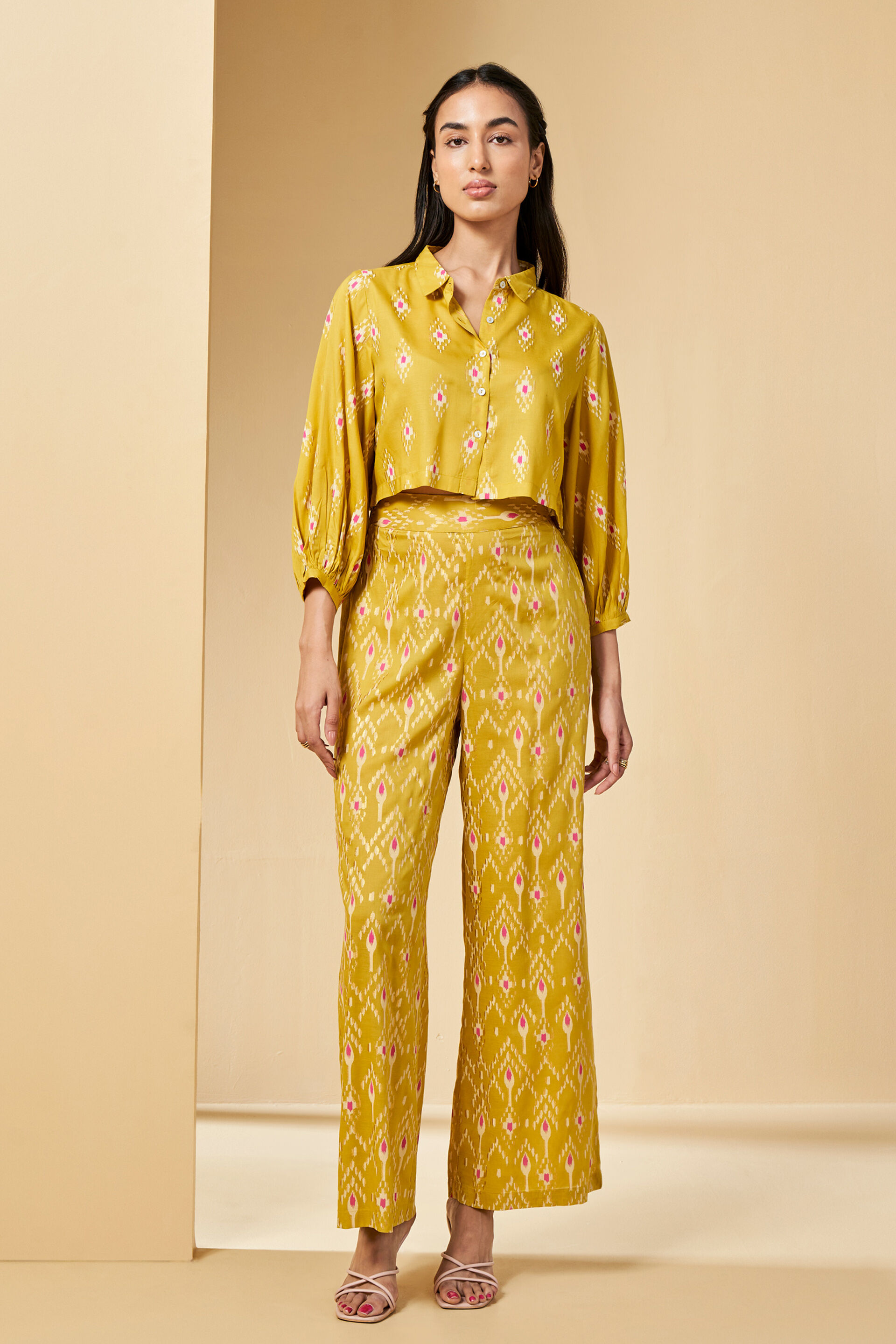 Crop top Ikat inspired co ord set