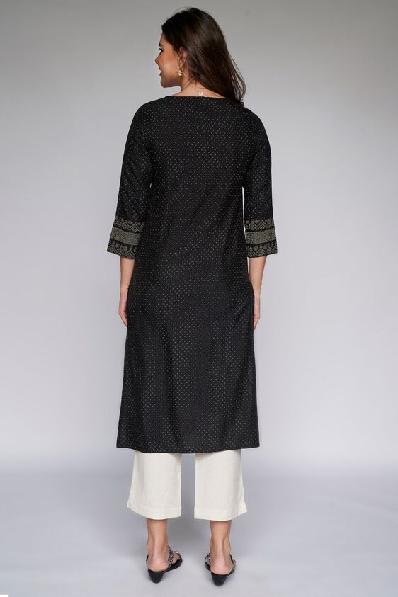 5 - Black Geometric Straight Kurta, image 5