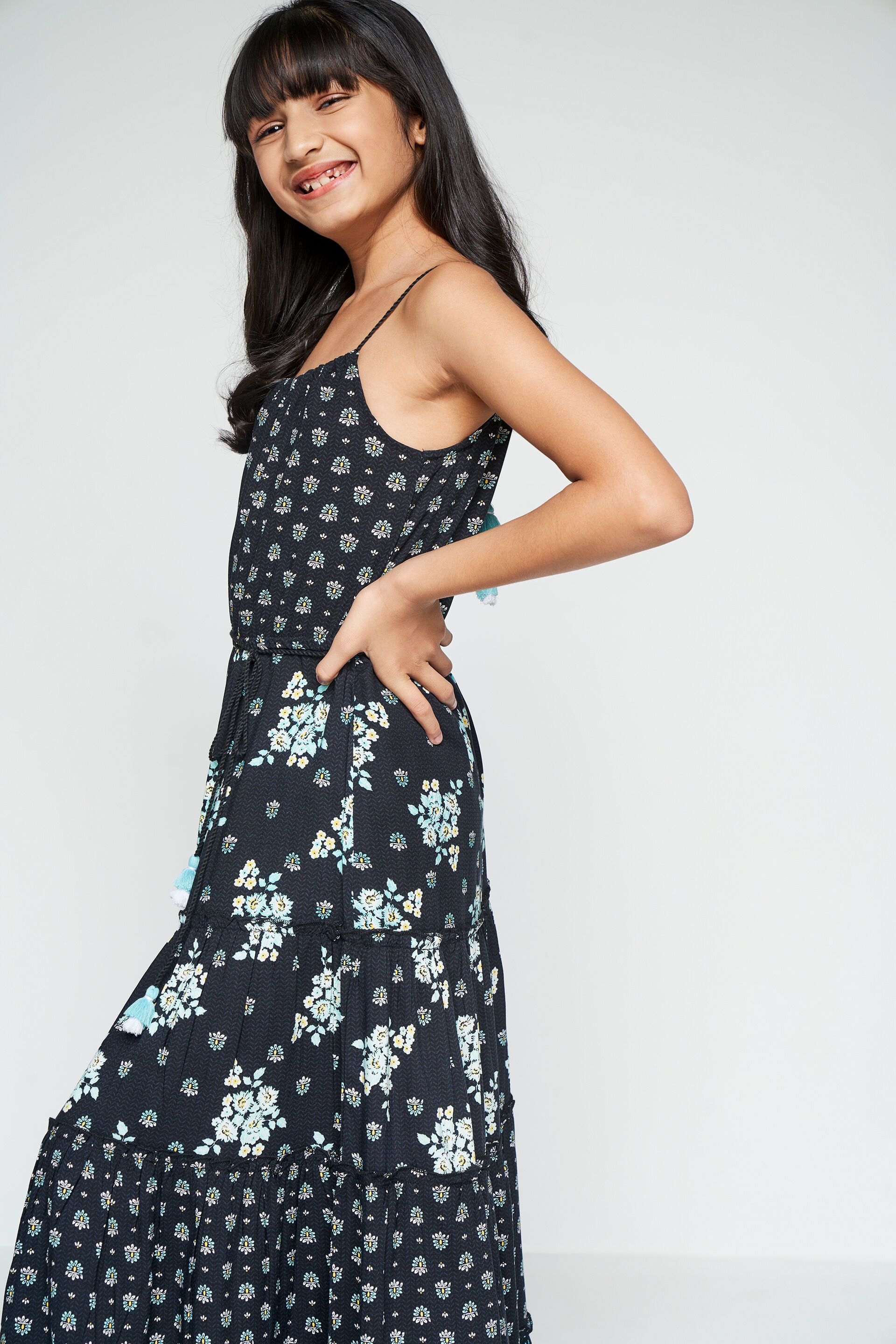 Black Floral Maxi Dess, Black, image 3