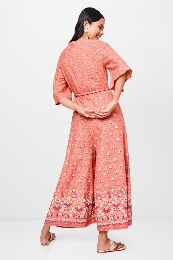 3 - Pink Floral Fit and Flare Maxi Jumpsuit, image 3