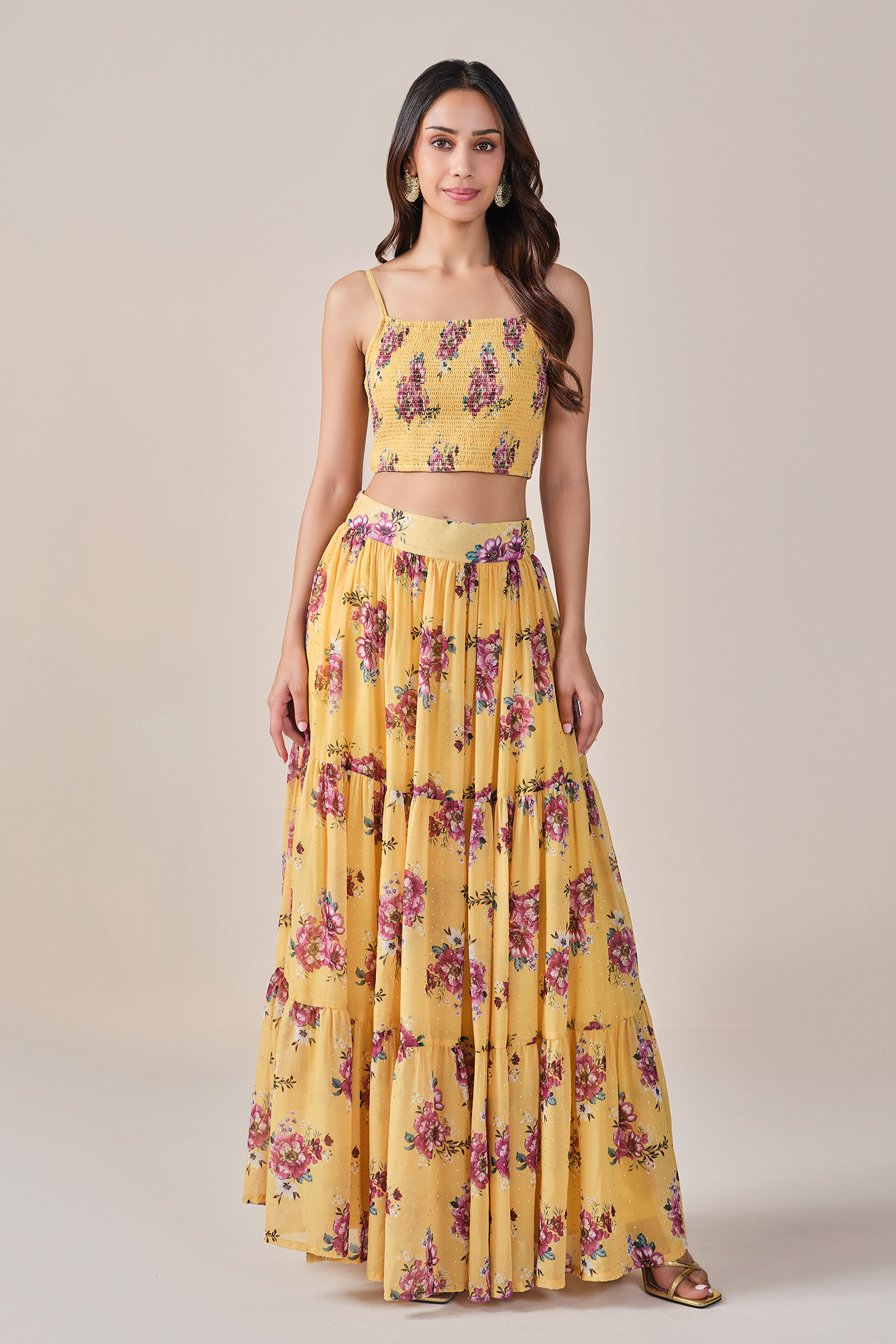 Yellow Floral Print Coord Set, Yellow, image 2