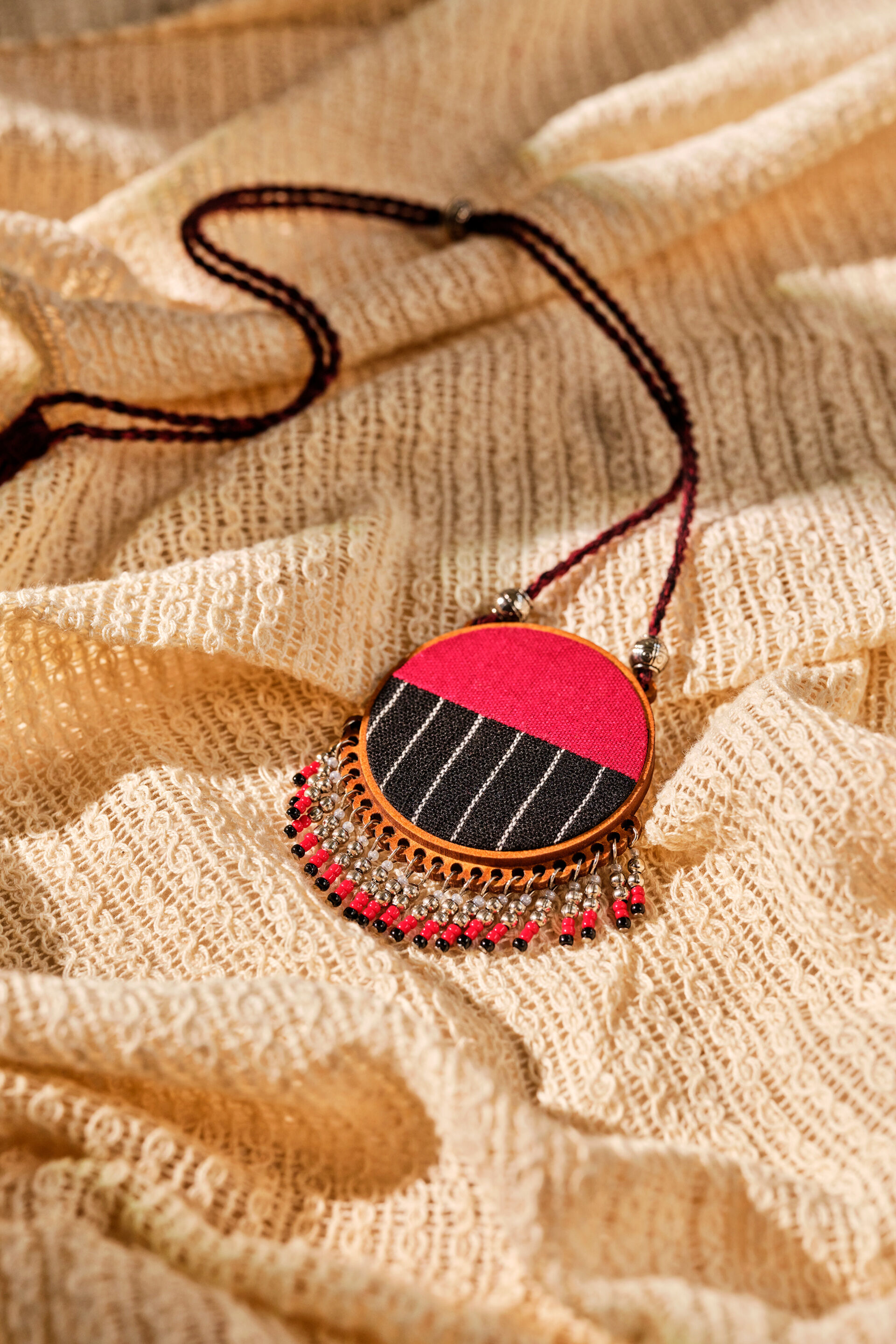 Fabric pendant necklace sales