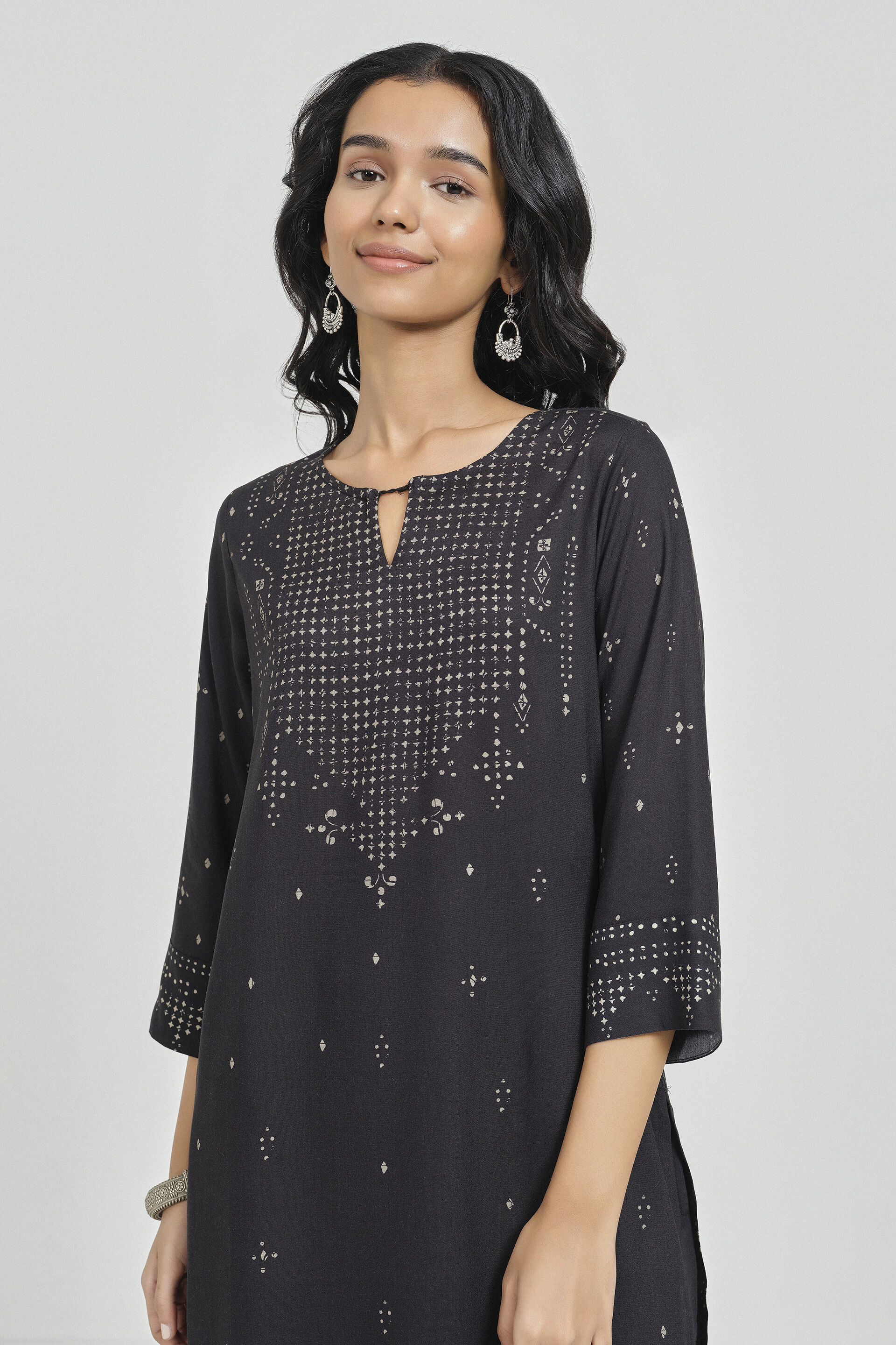 Myah Black Kurta, Black, image 4