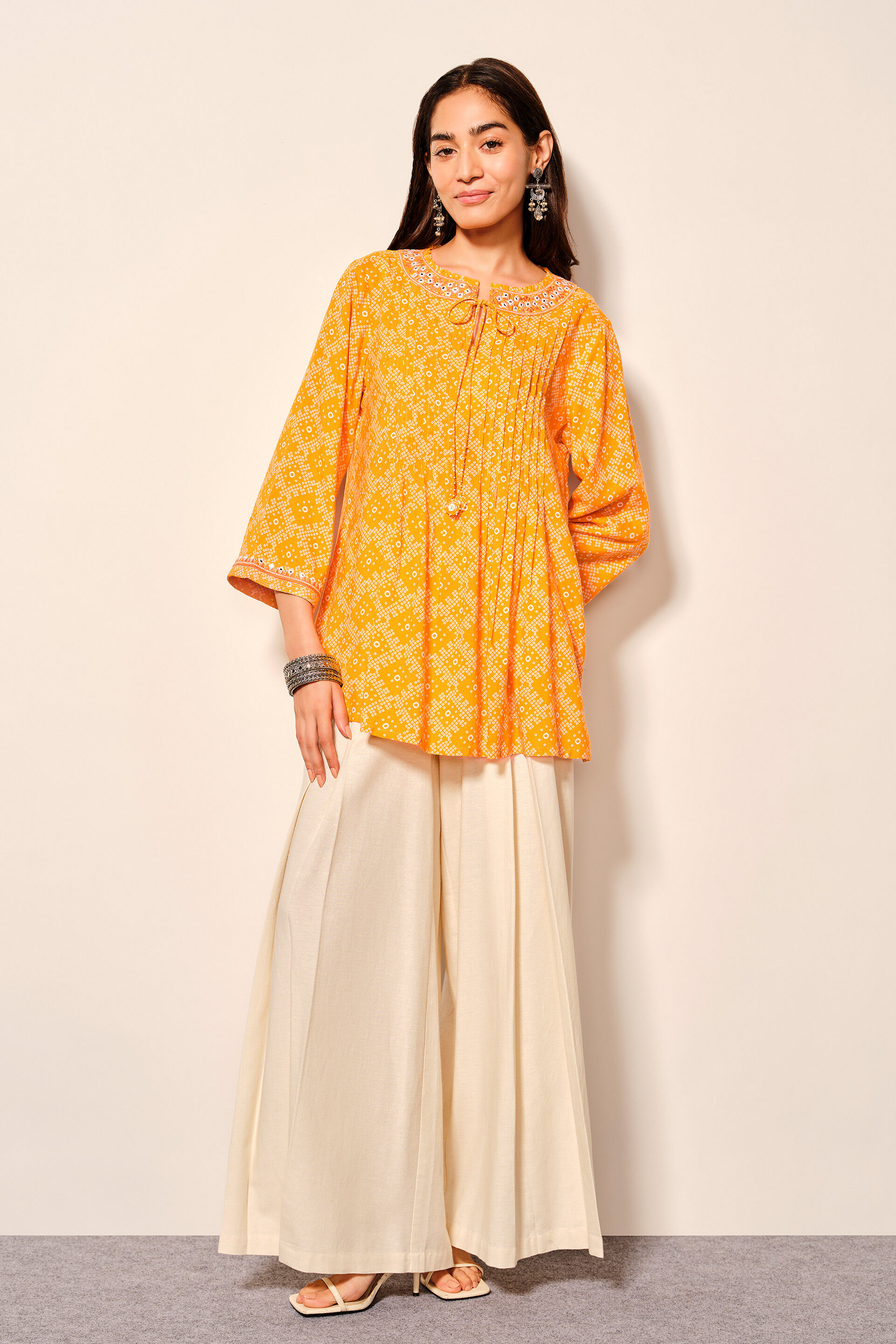 Mustard Peplum-Style Viscose Top, Mustard, image 5