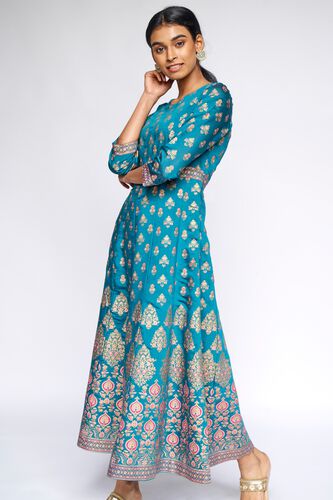 2 - Aqua Embroidered Fit and Flare Gown, image 2