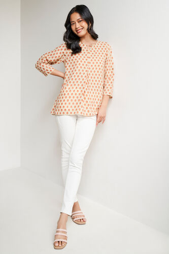 Coral Three-Quarter Sleeves Top, Coral, image 1