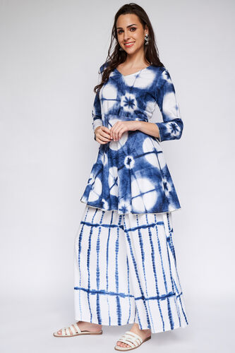 Indigo Tie & Dye Peplum Suit Set, Indigo, image 2