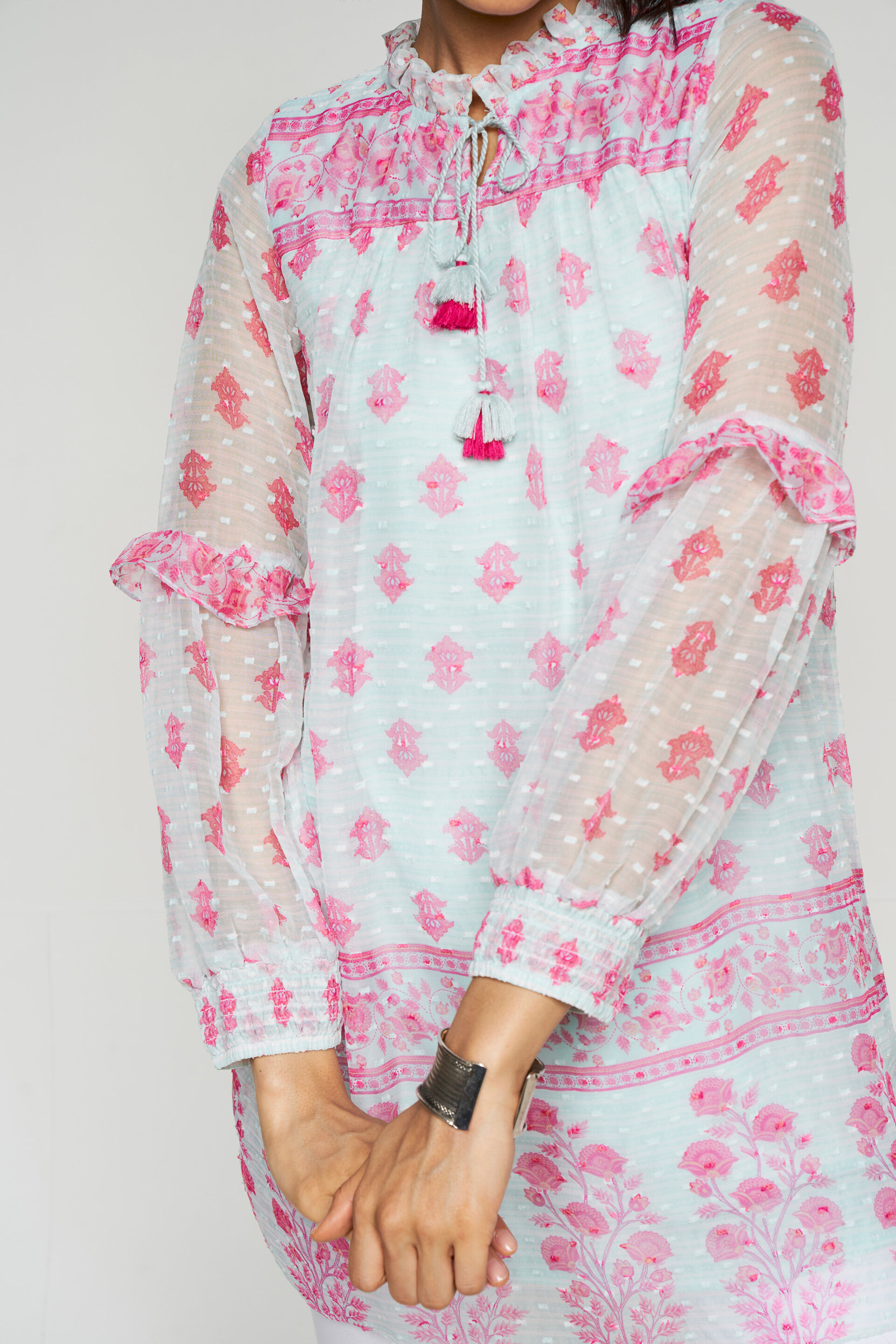 Mint Floral A-Line Tunic, Mint, image 2