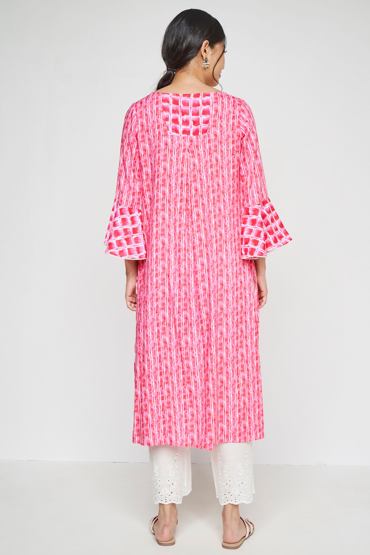 Pink Tie & Dye Straight Kurta, Pink, image 5