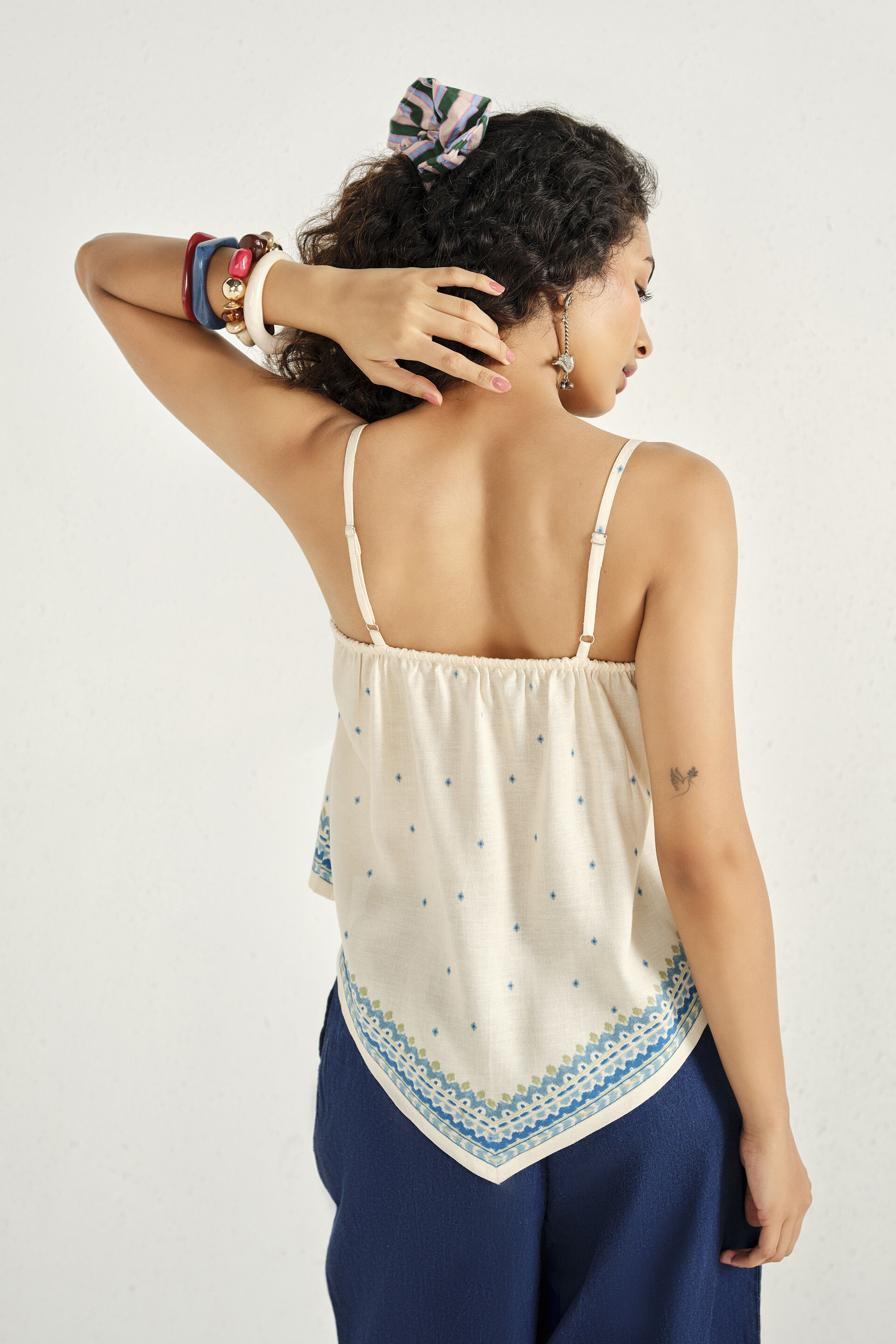 Ivory Cropped Handkerchief Top, White, image 6