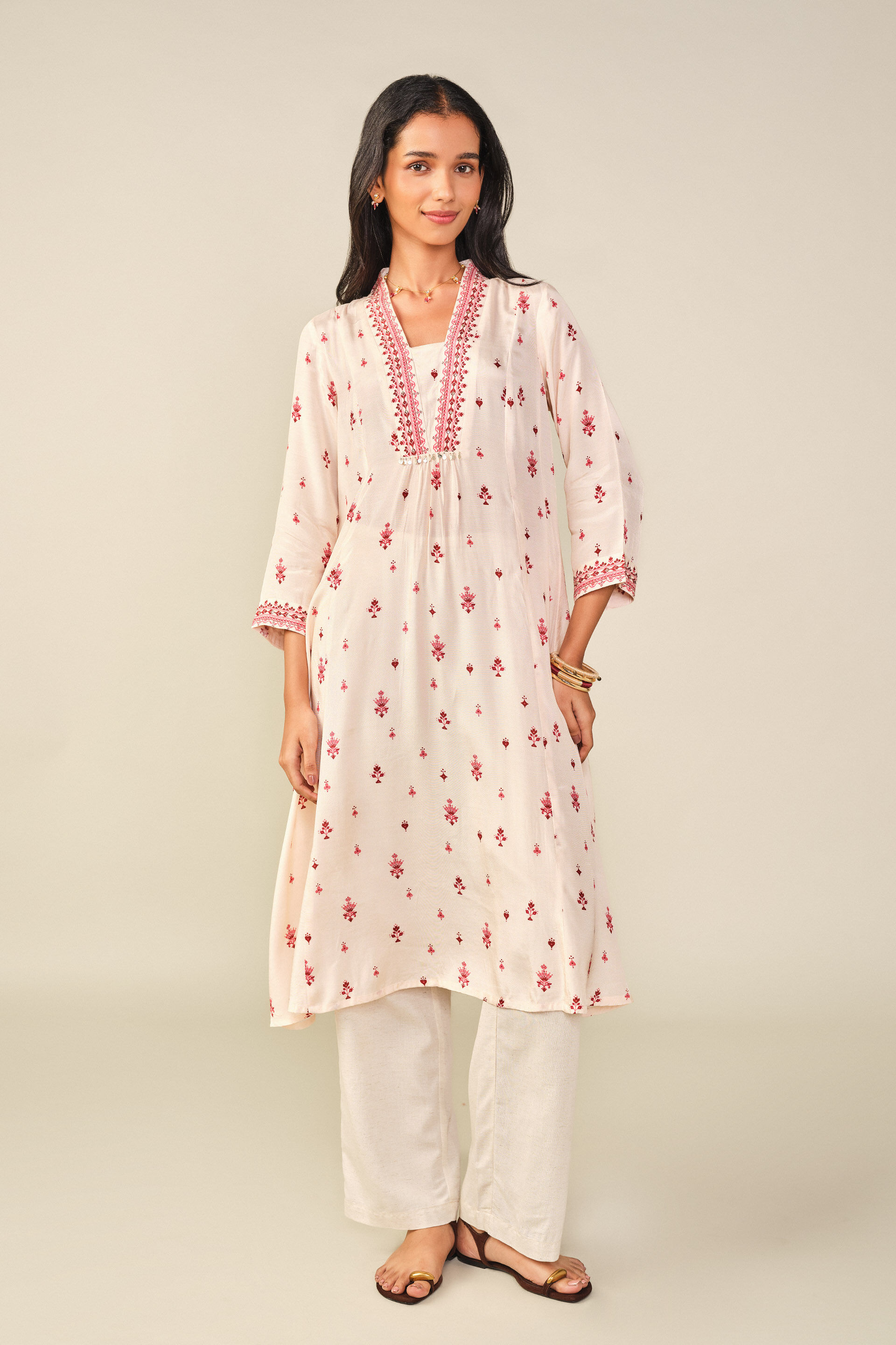 A-line Kurta in White