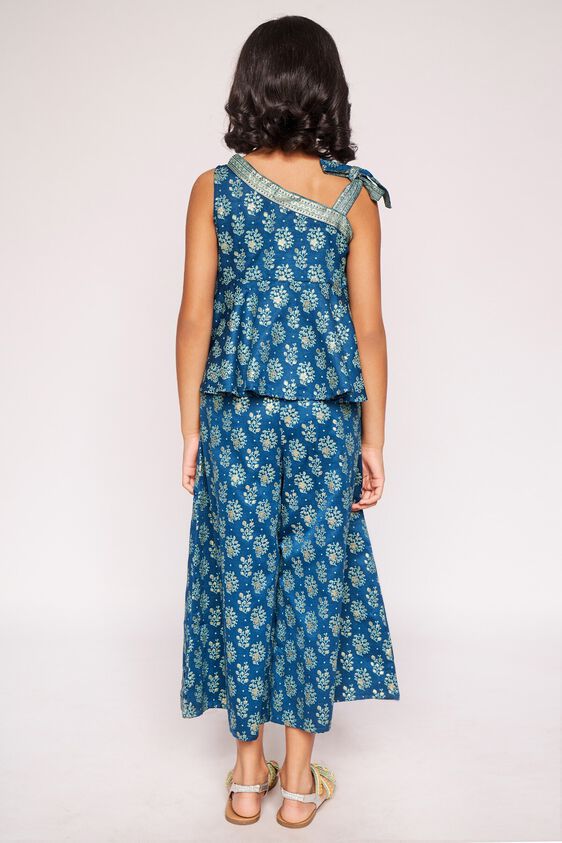 5 - Midnight Blue Gathers or Pleats Floral Suit, image 5