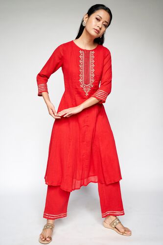 4 - Red Embroidered Wide-Leg Set, image 4