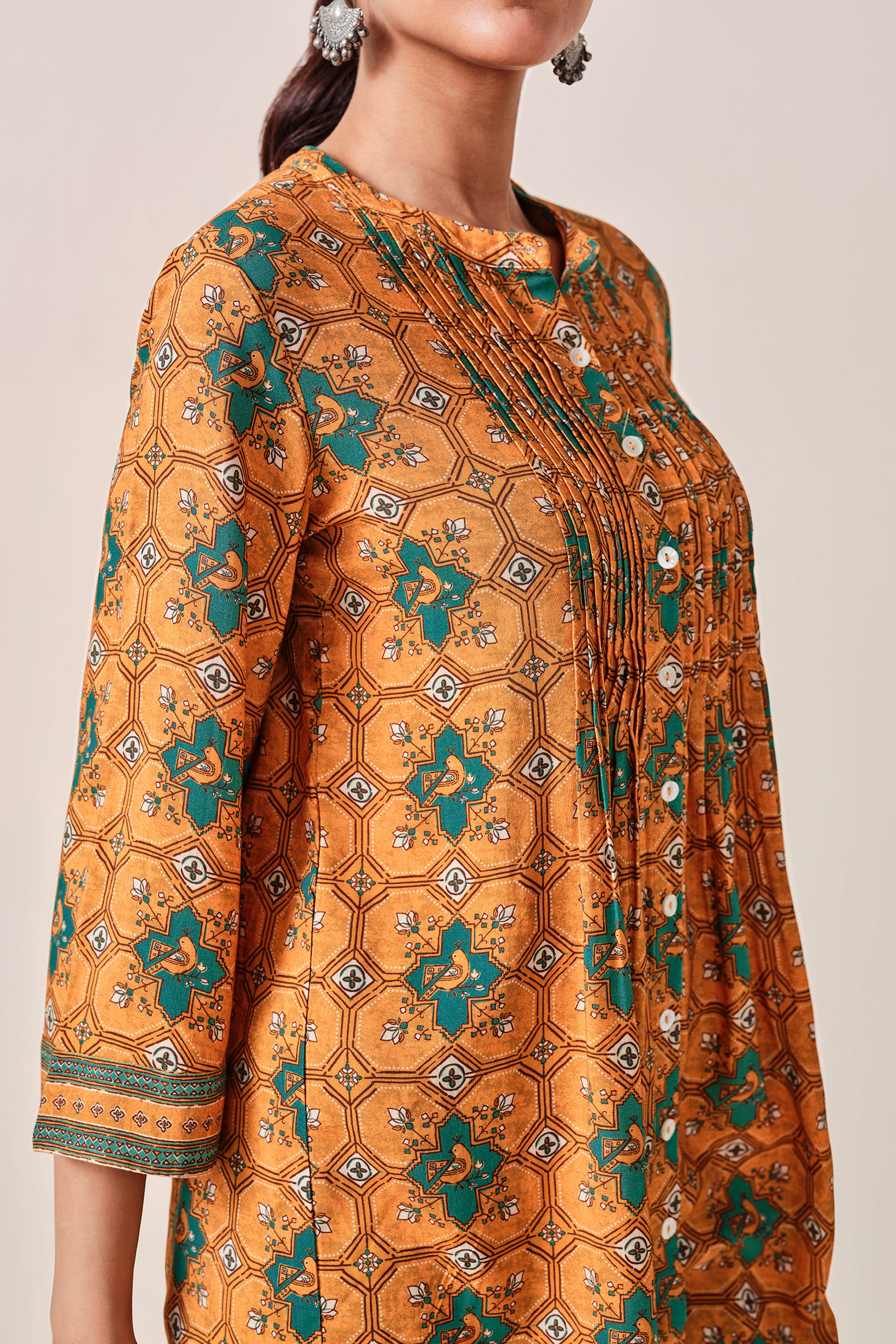 Mustard Abstract Print Kurta , Mustard, image 8