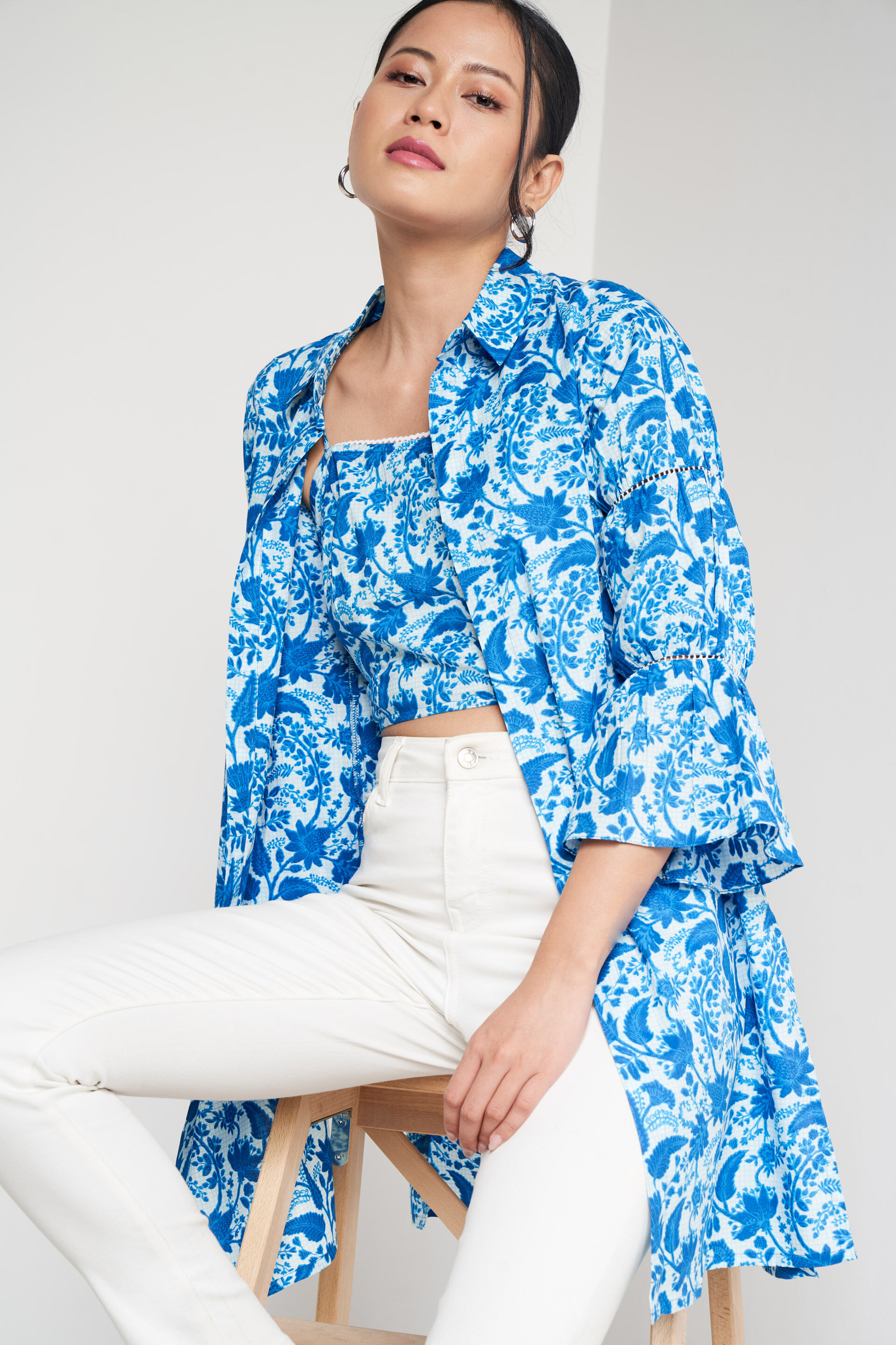 Blue Floral Shirt Style Set, Blue, image 5