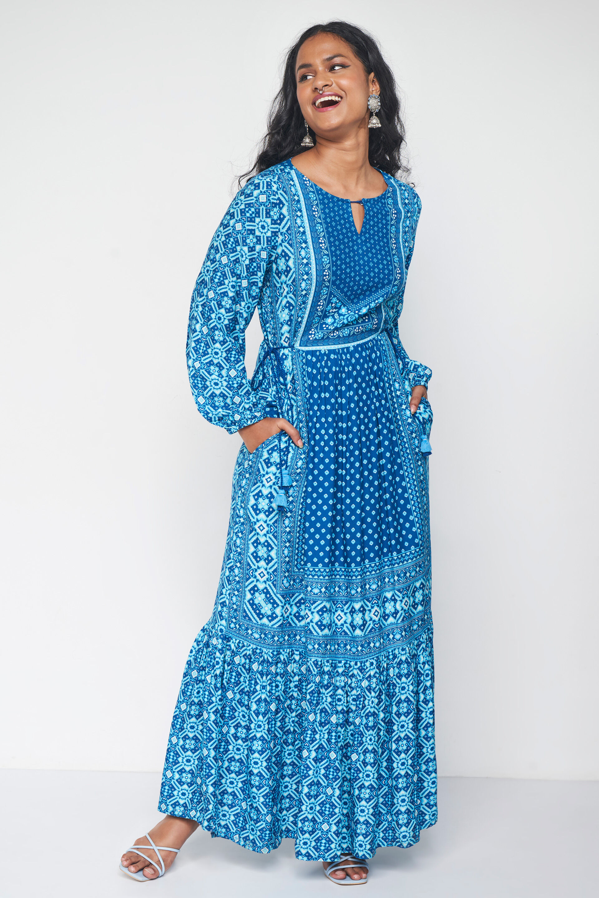 Global desi blue maxi dress store